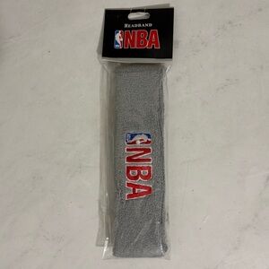 NEW Deadstock Vintage 2003 NBA Gray Embroidered Headband Basketball Sporty Sweat